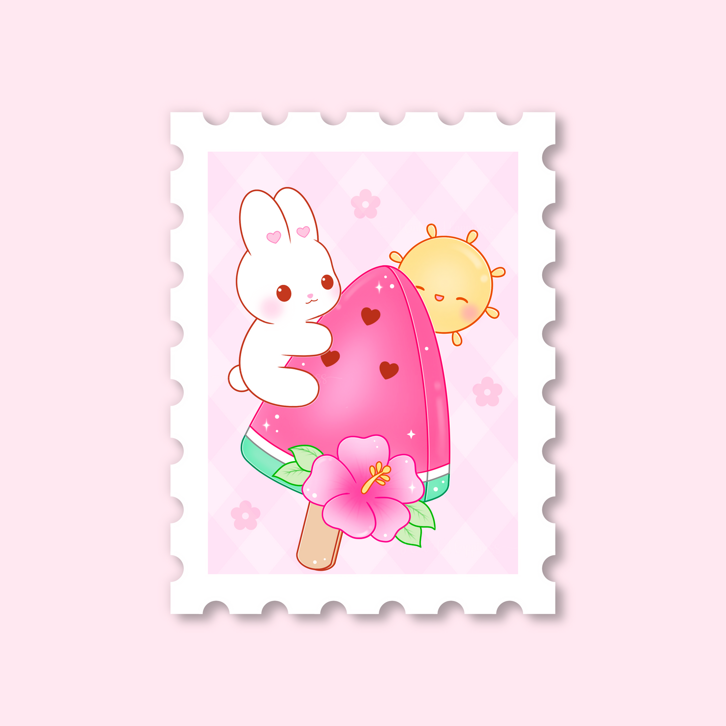 Watermelon Popsicle Stamp Die Cut Sticker