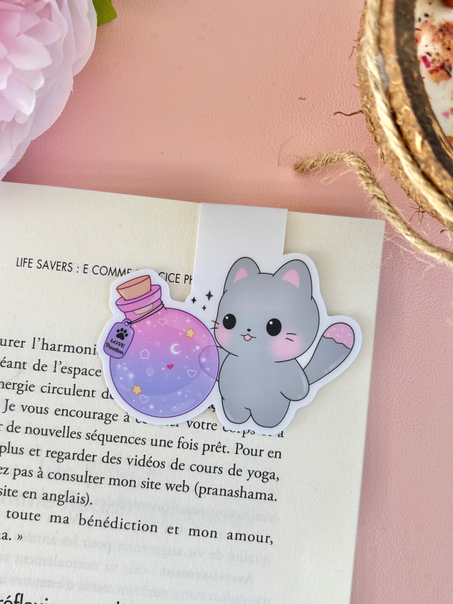 Cute Magnetic Bookmark - Cat with Potion