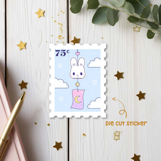 Bunny Chime Stamp Die Cut Sticker