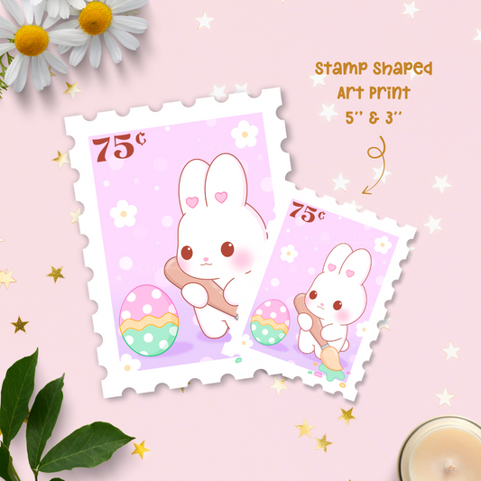 Cute Postage Stamp Art Print - Easter Bunny