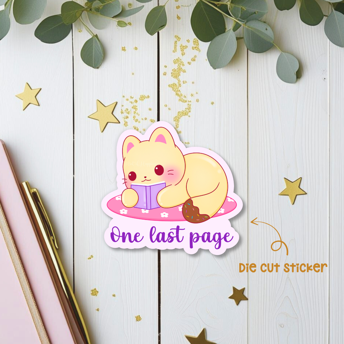 One Last Page Die Cut Sticker