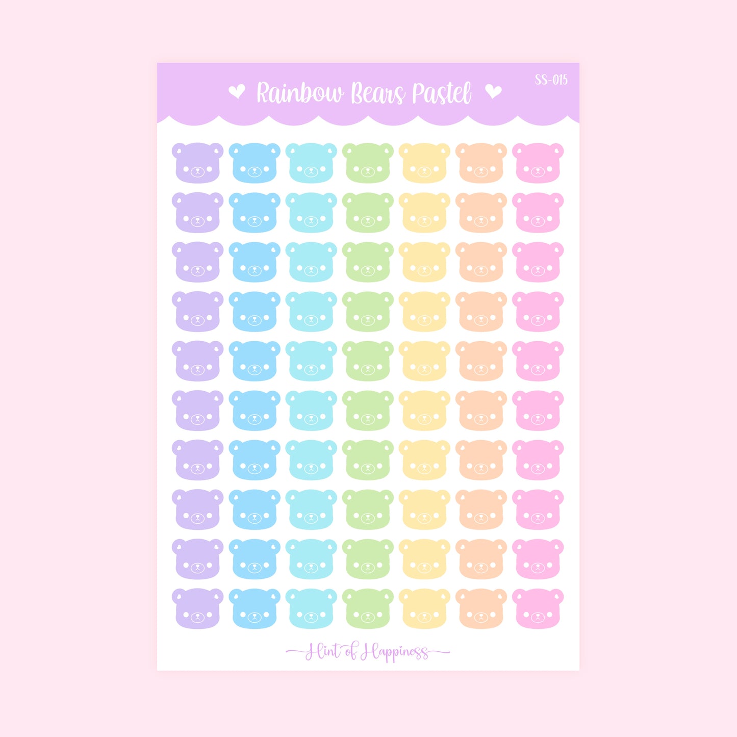 Mini Rainbow Bears Pastel Sticker Sheet