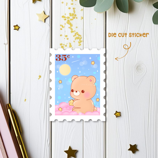 Night Bear Stamp Die Cut Sticker