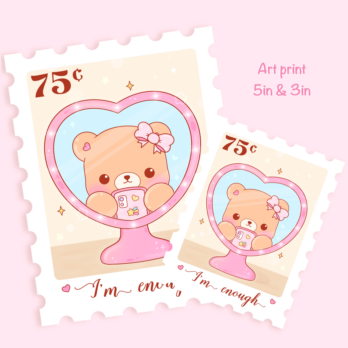 Cute Postage Stamp Art Print - I'm Enough