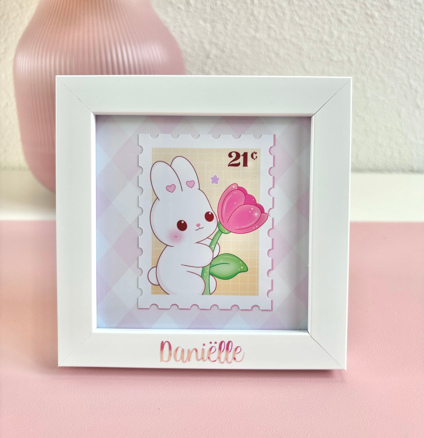 Personalized Stamp Art Print with frame and Name