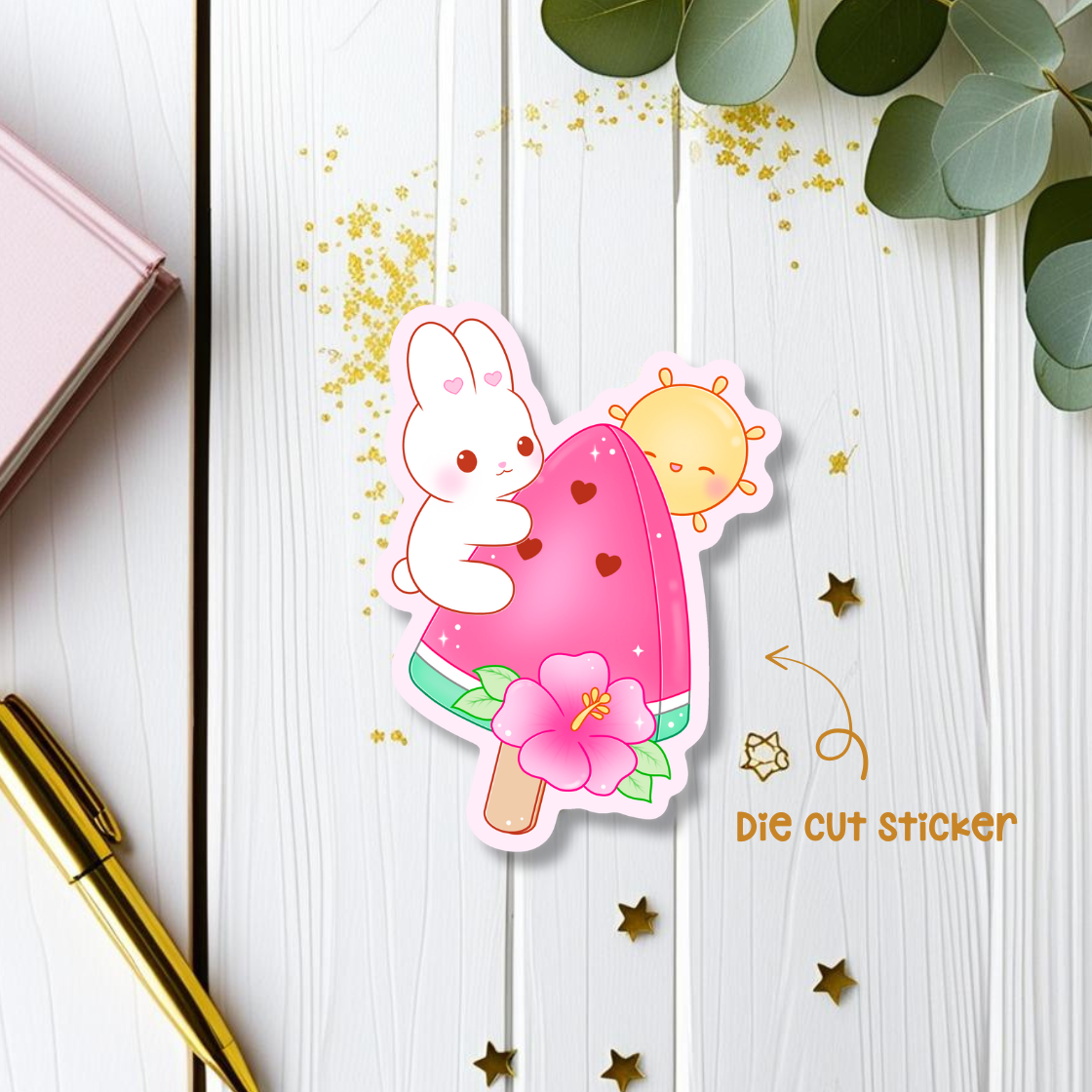 Watermelon Popsicle Die Cut Sticker