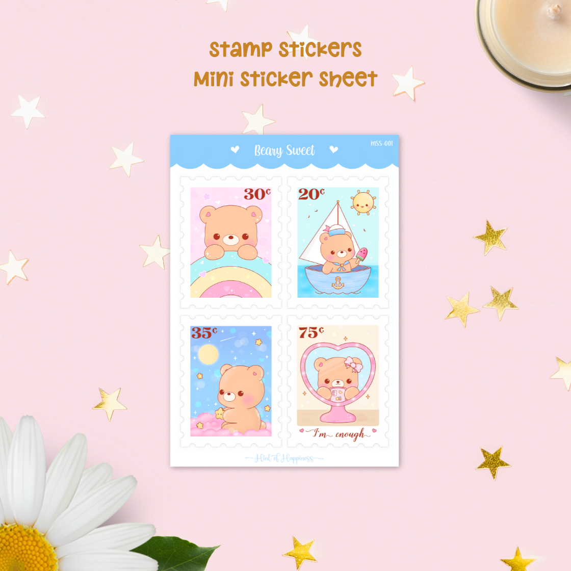 Cute Stamp Stickers - Mini Sticker Sheet