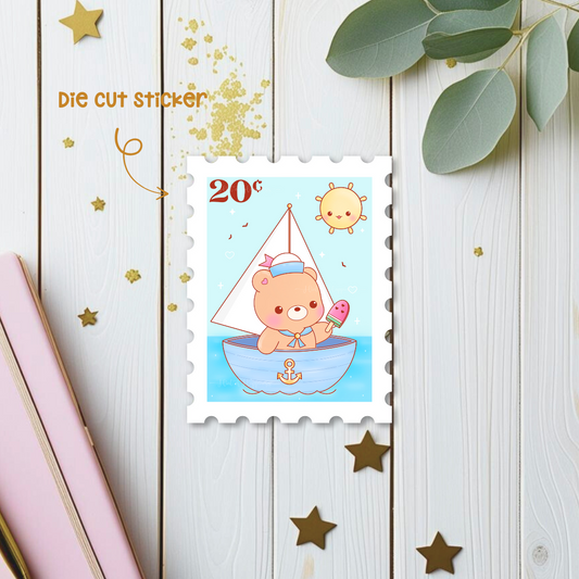 Sailor Bear Stamp Die Cut Sticker