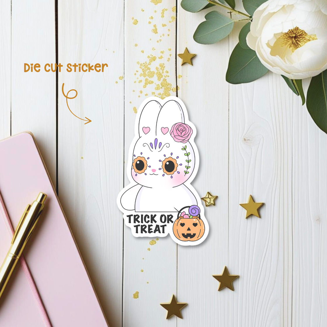 Trick or Treat Halloween Die Cut Sticker