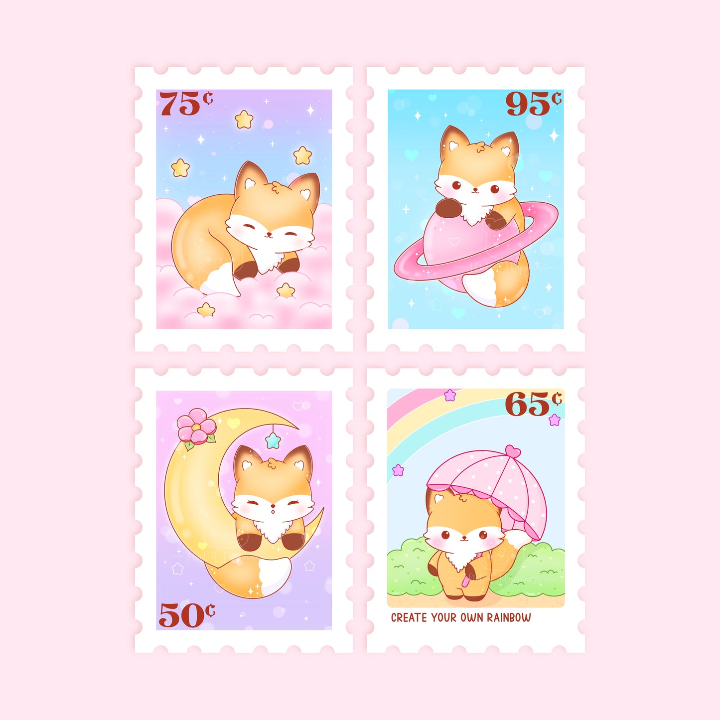 Cute Stamp Stickers - Mini Sticker Sheet