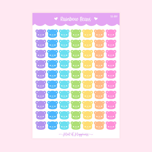 Mini Rainbow Bears Sticker Sheet