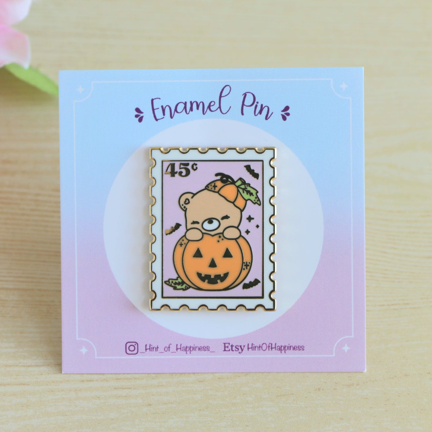 Pumpkin Bear Stamp Enamel Pin