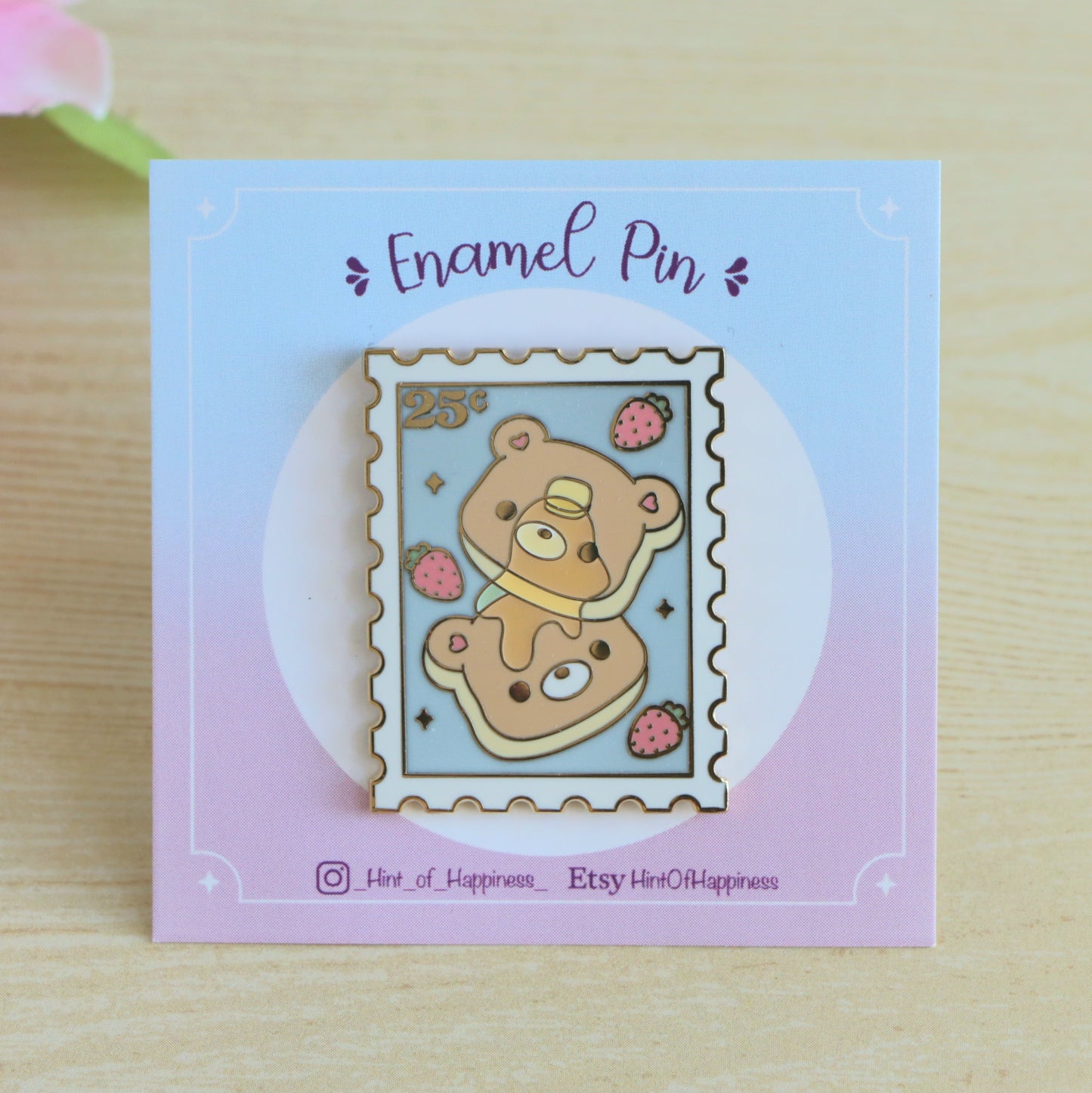 Bear Pancakes Stamp Enamel Pin