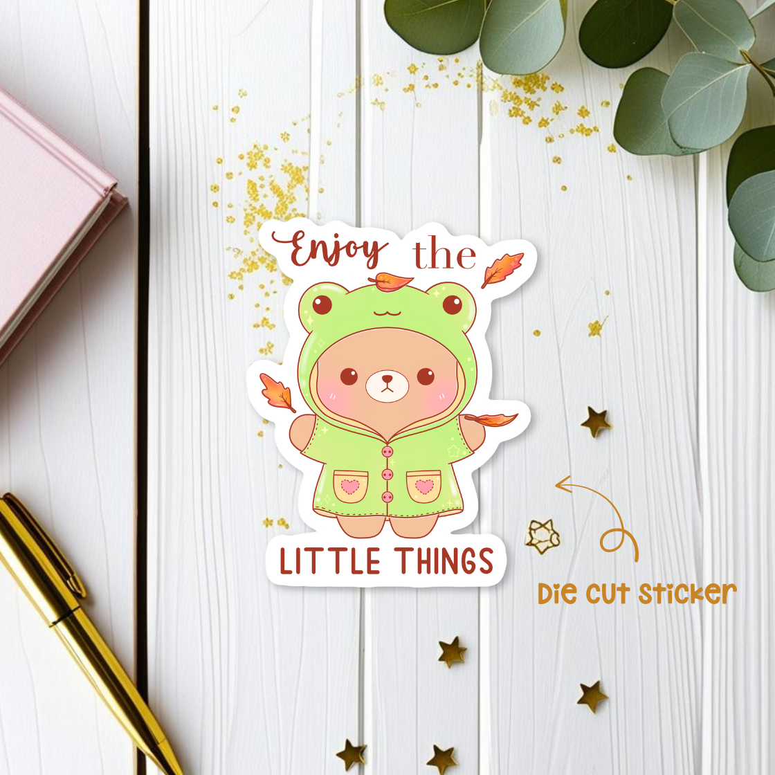 Enjoy the Little Things Quote Die Cut Sticker