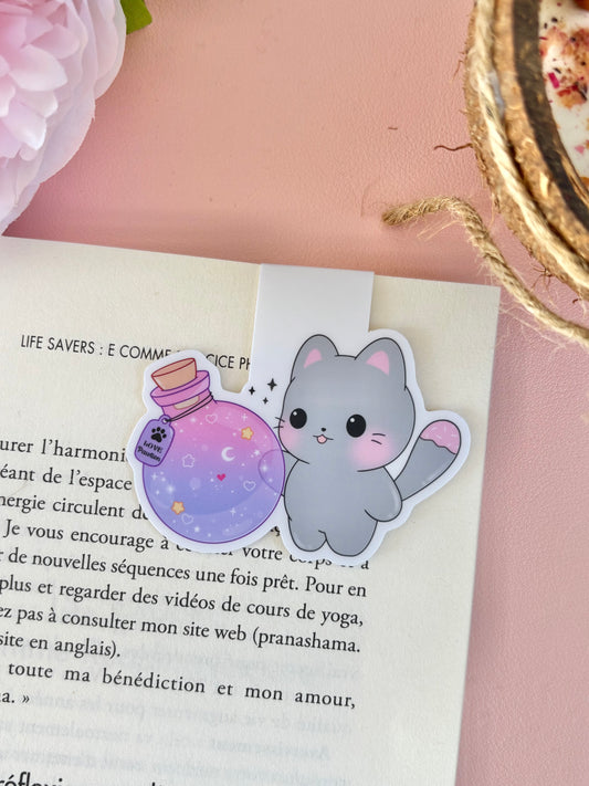Cute Magnetic Bookmark - Cat with Potion