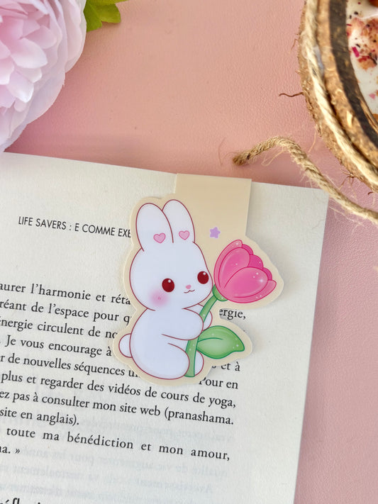 Cute Magnetic Bookmark - Spring Bunny