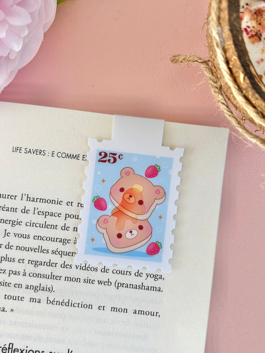 Cute Magnetic Bookmark - Bear Pancakes Stamp