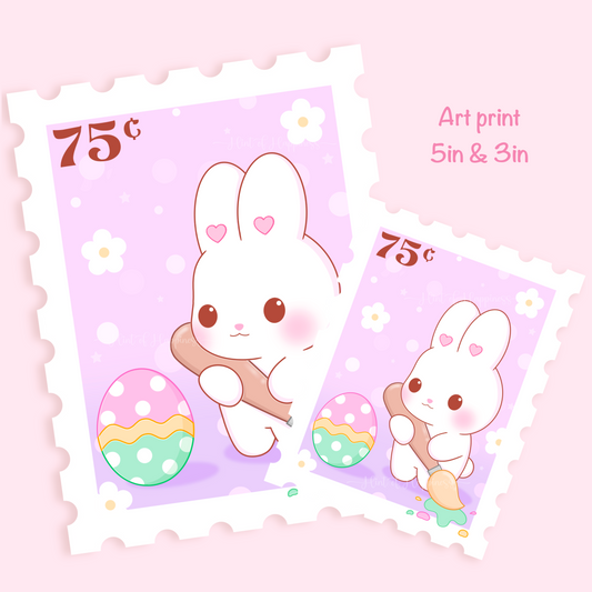 Cute Postage Stamp Art Print - Easter Bunny