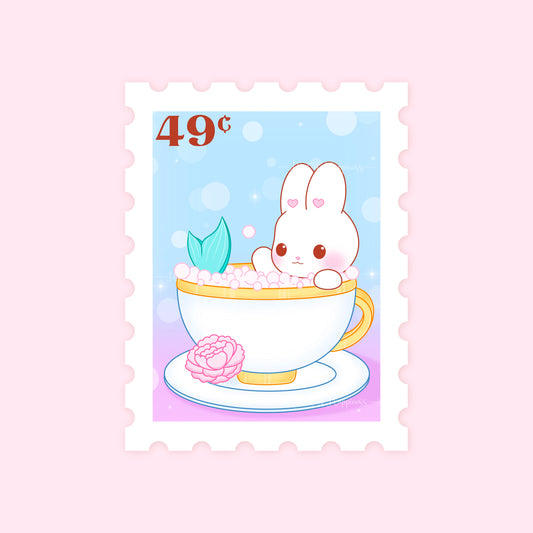 Bath Bunny Stamp Die Cut Sticker