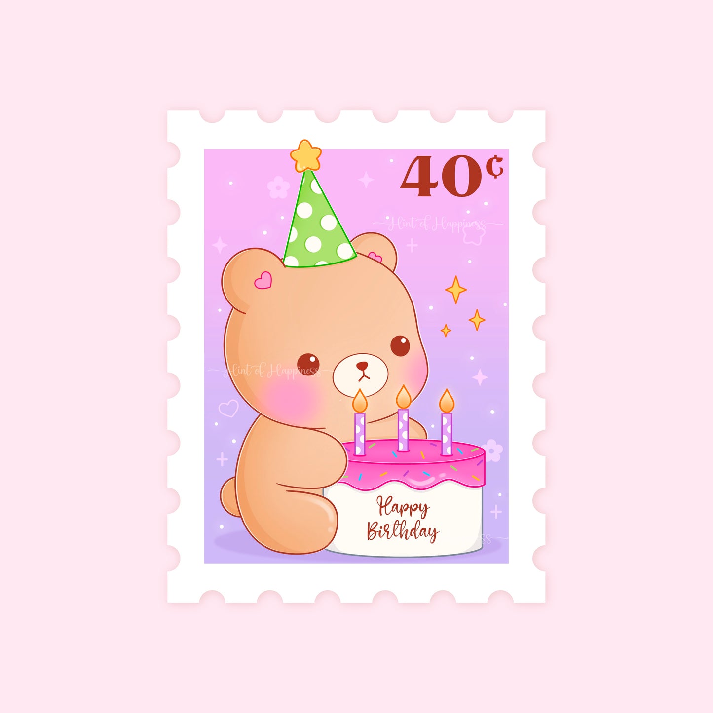 Birthday Bear Stamp Die Cut Sticker