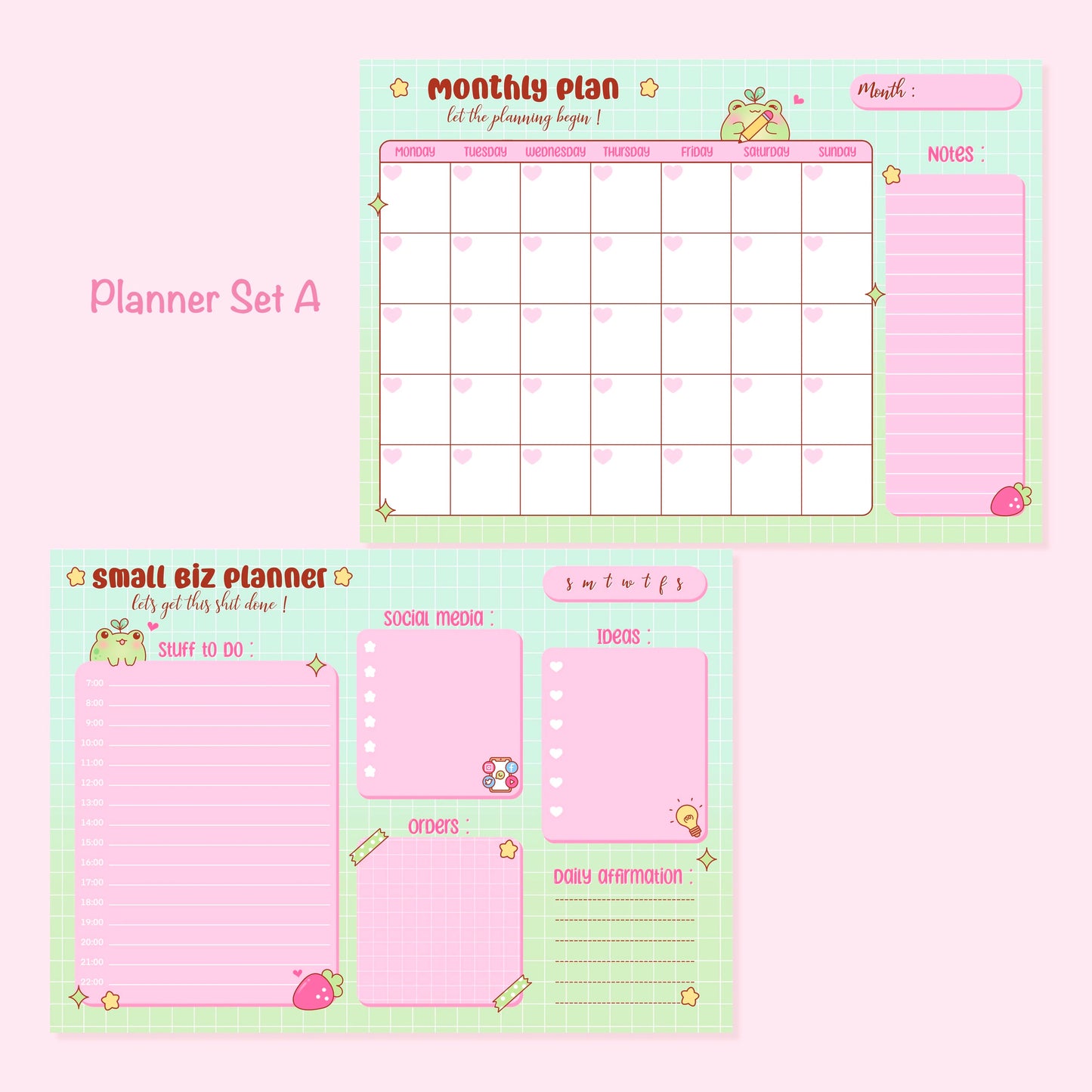 Cute Monthly Planner, set A